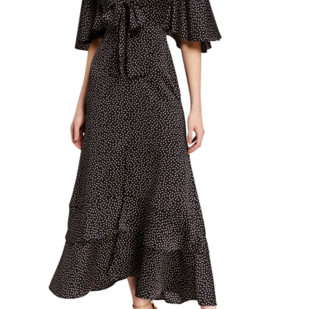 KASANY DARK BLUE POLKA DOT WITH FRONT TIES